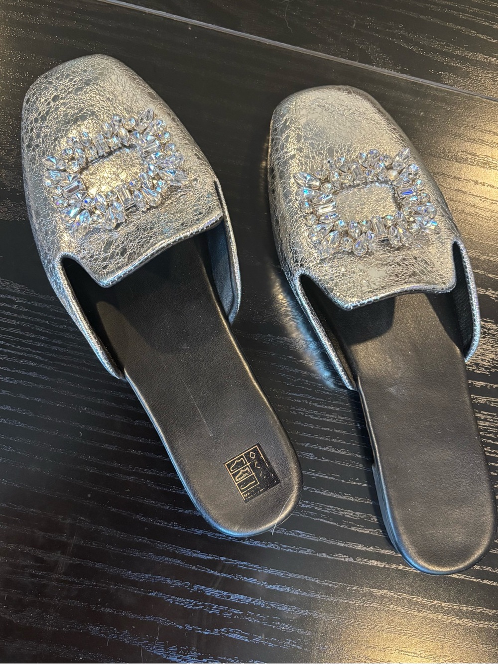 Silver Embellished Women’s Slip-On Mules